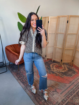 Regina Leopard Top-Taupe