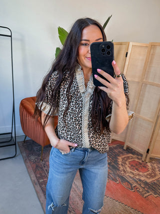Regina Leopard Top-Taupe