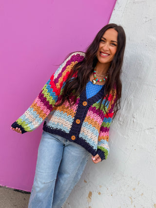 Happy Mix Cardigan-Navy Mix