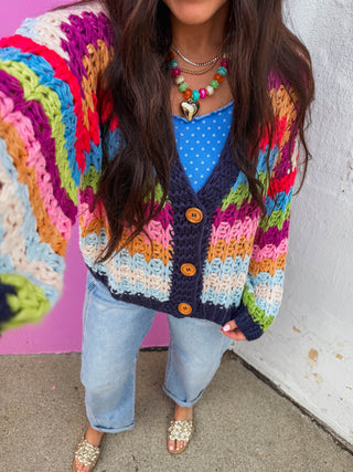 Happy Mix Cardigan-Navy Mix