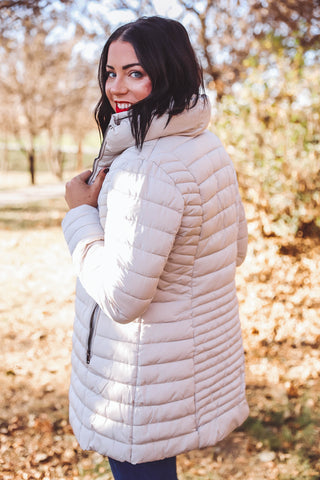 Ellis Quilted Puffer Jacket-Beige