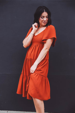 Shelby Midi Dress-Caramel