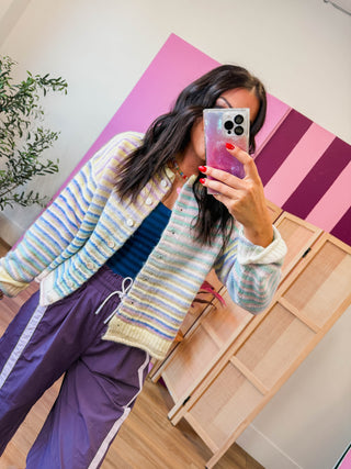 Rainbow Rush Cardigan-Lime Mix