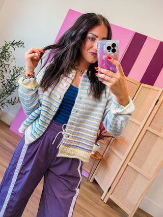 Rainbow Rush Cardigan-Lime Mix