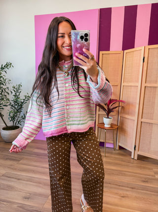Rainbow Rush Cardigan-Strawberry Mix