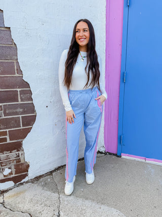 On A Roll Pants-Sky Blue