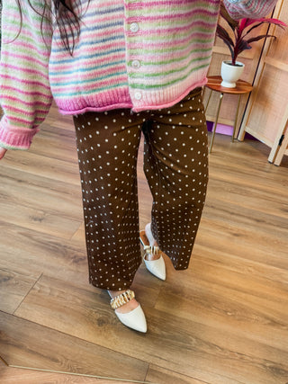 Spotted In Style Pants-Brown