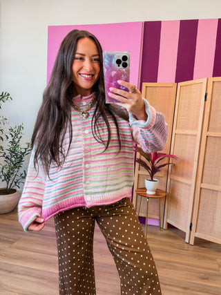 Rainbow Rush Cardigan-Strawberry Mix