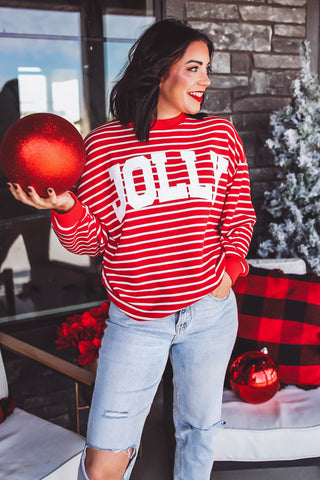 Jolly Striped Pullover-Red