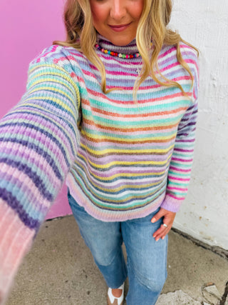 Rainbow Wishes Sweater-Lavender Mix