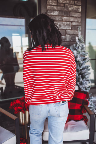 Jolly Striped Pullover-Red