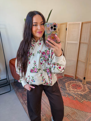 Elevated Essential Hoodie-Ivory Floral