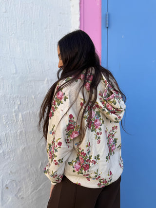Elevated Essential Hoodie-Ivory Floral