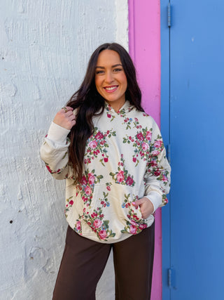 Elevated Essential Hoodie-Ivory Floral
