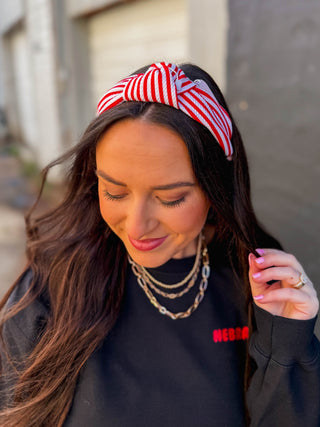 Red/White Striped Headband