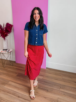 Ruby Polka Dot Midi Skirt