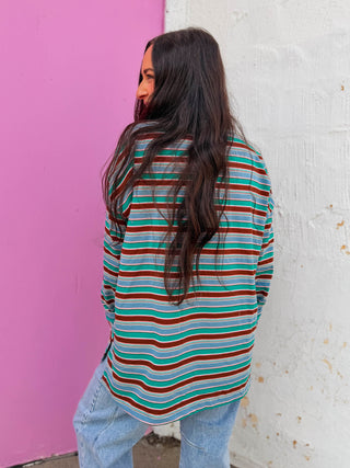 Sloane Striped Long Sleeve-Teal Mix
