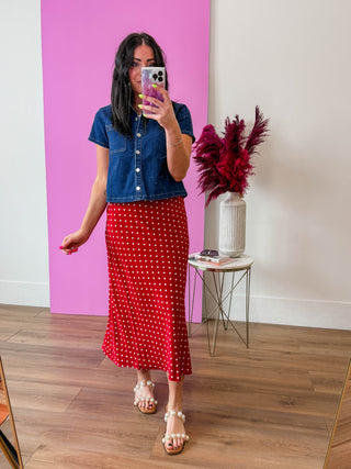 Ruby Polka Dot Midi Skirt