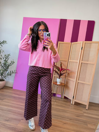 Spotted In Style Pants-Burgundy