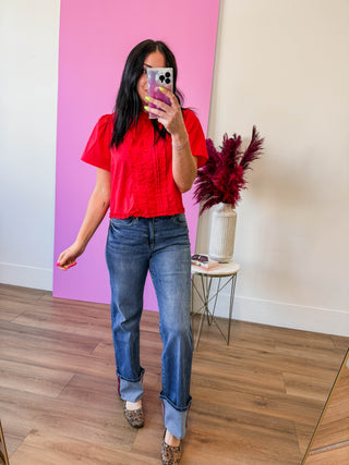 Rylee High Rise Cuffed Wide Leg Denim