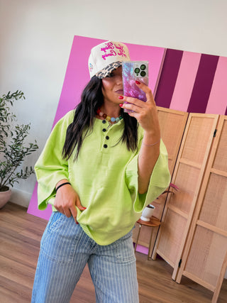 Kara Henley Sweater-Chartreuse