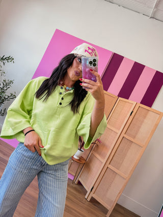 Kara Henley Sweater-Chartreuse