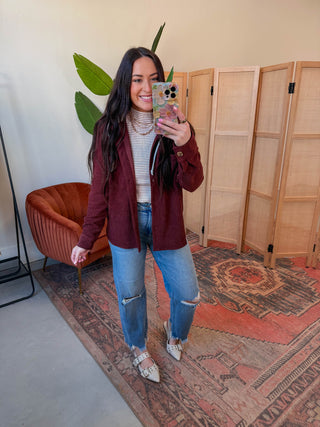 Grady Corduroy Shacket-Rust