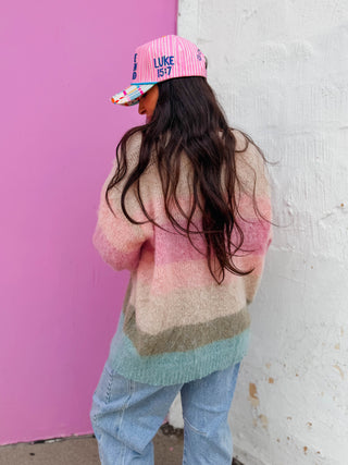 Color Muse Striped Cardigan-Oatmeal Mix