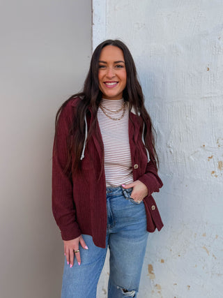 Grady Corduroy Shacket-Rust