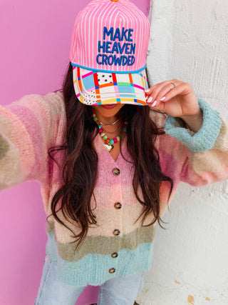 Make Heaven Crowded Stripe Trucker Hat