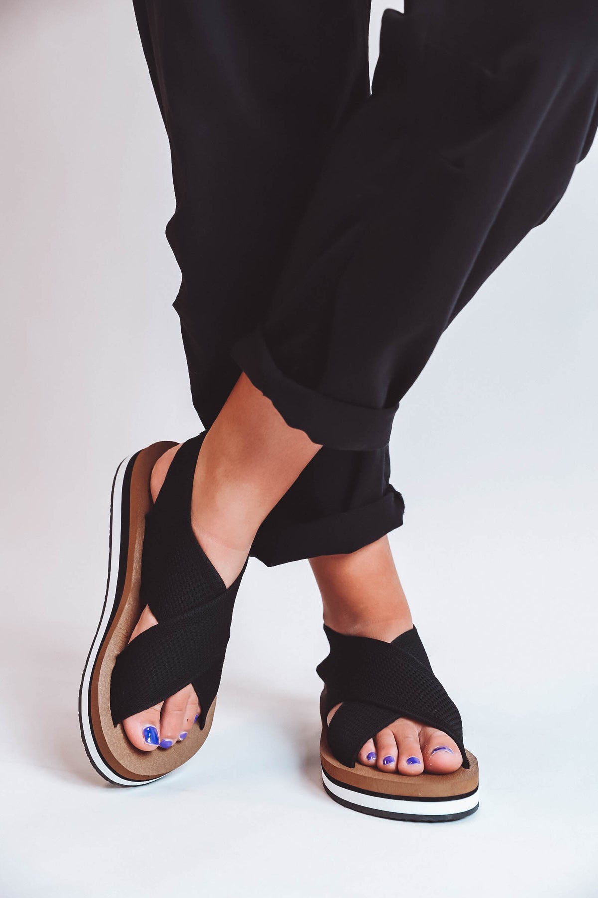 Miranda Knit Flatform Sandal-Black-Yellowbox