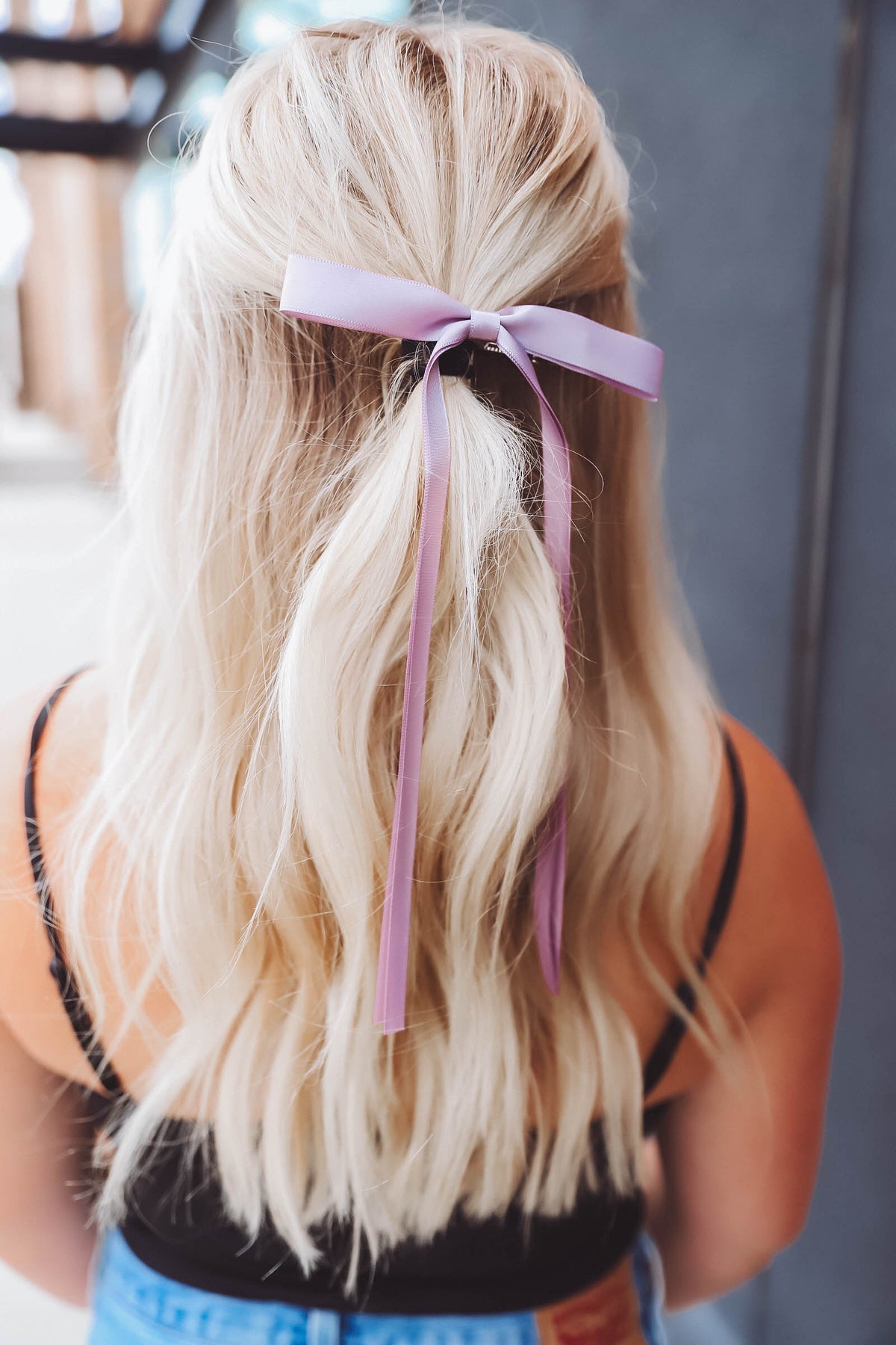 Satin Bow Hair Clip-Lilac