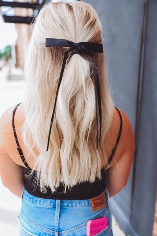 Satin Bow Hair Clip-Black