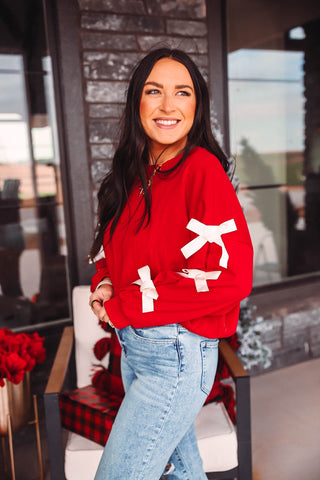 Rilynn Bow Pullover-Red