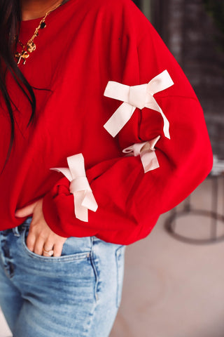 Rilynn Bow Pullover-Red