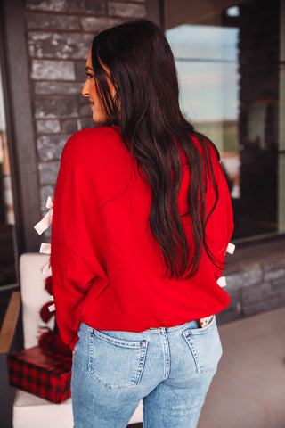 Rilynn Bow Pullover-Red