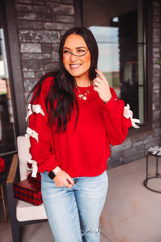 Rilynn Bow Pullover-Red