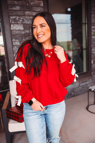 Rilynn Bow Pullover-Red