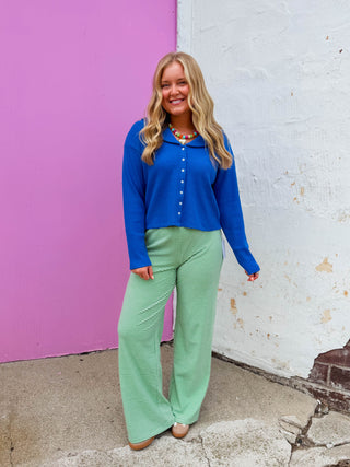 Morning Ease Striped Pants-Lime