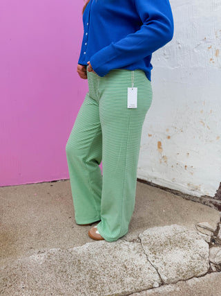 Morning Ease Striped Pants-Lime