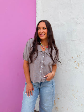 Katie Plaid Top-Blue/Caramel