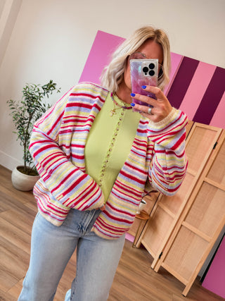 Happy Hour Cardigan-Fuchsia Mix
