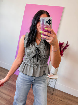 Brandie Gingham Top-Black