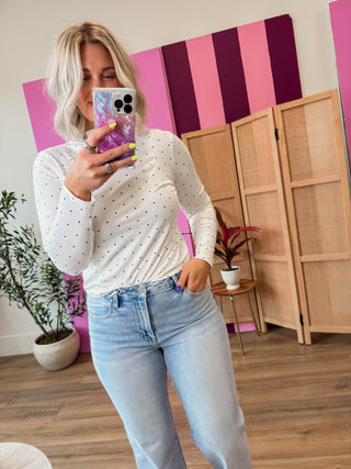 Isabel Polka Dot Top-Off White/Black