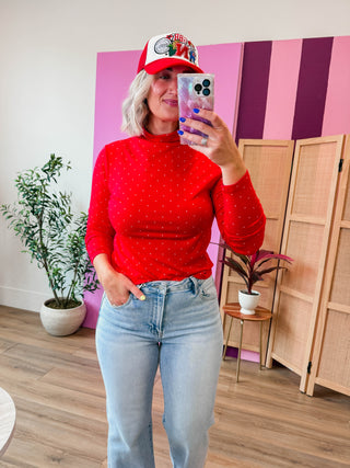 Isabel Polka Dot Top-Red/White