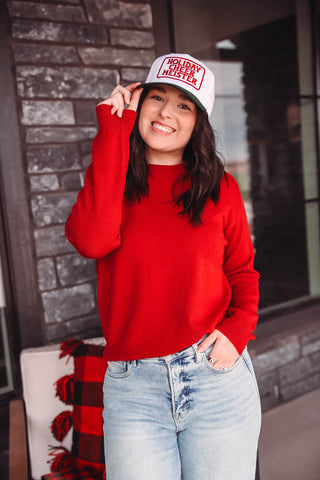 Lainey Sweater-Dark Red