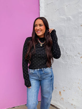 Isabel Polka Dot Top-Black/White