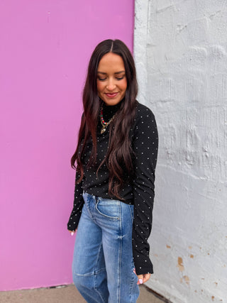 Isabel Polka Dot Top-Black/White