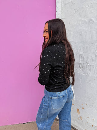 Isabel Polka Dot Top-Black/White