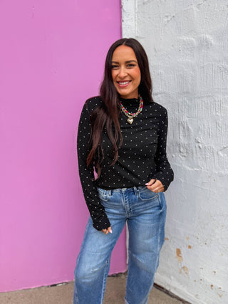 Isabel Polka Dot Top-Black/White